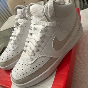 Women’s Nike Court Vision Mid Sneaker - White & Beige